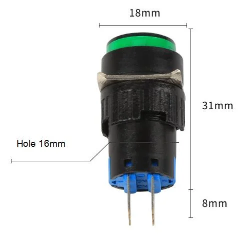 16mm Round High Head Push Button Switch 6p 3A 5A