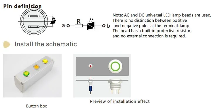 Siron Metal 8mm 24V 220V Two-Way LED Lamp Beads Stainless Steel Flat Head/ Domed Indicator Light