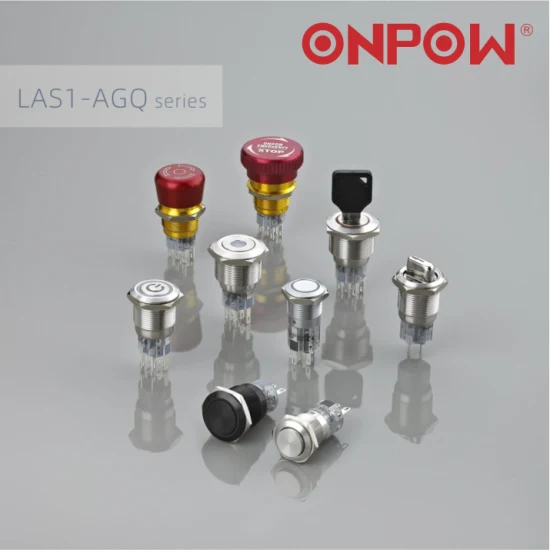 Onpow 19mm 조명 스테인레스 스틸 SPDT 푸시 버튼 스위치(LAS1-AGQ 시리즈)(UL, CE, CCC, RoHS, REACH)