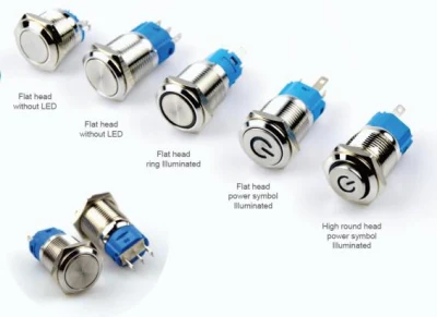 16mm 방수 금속 푸시 버튼 스위치 원형 조명 스위치